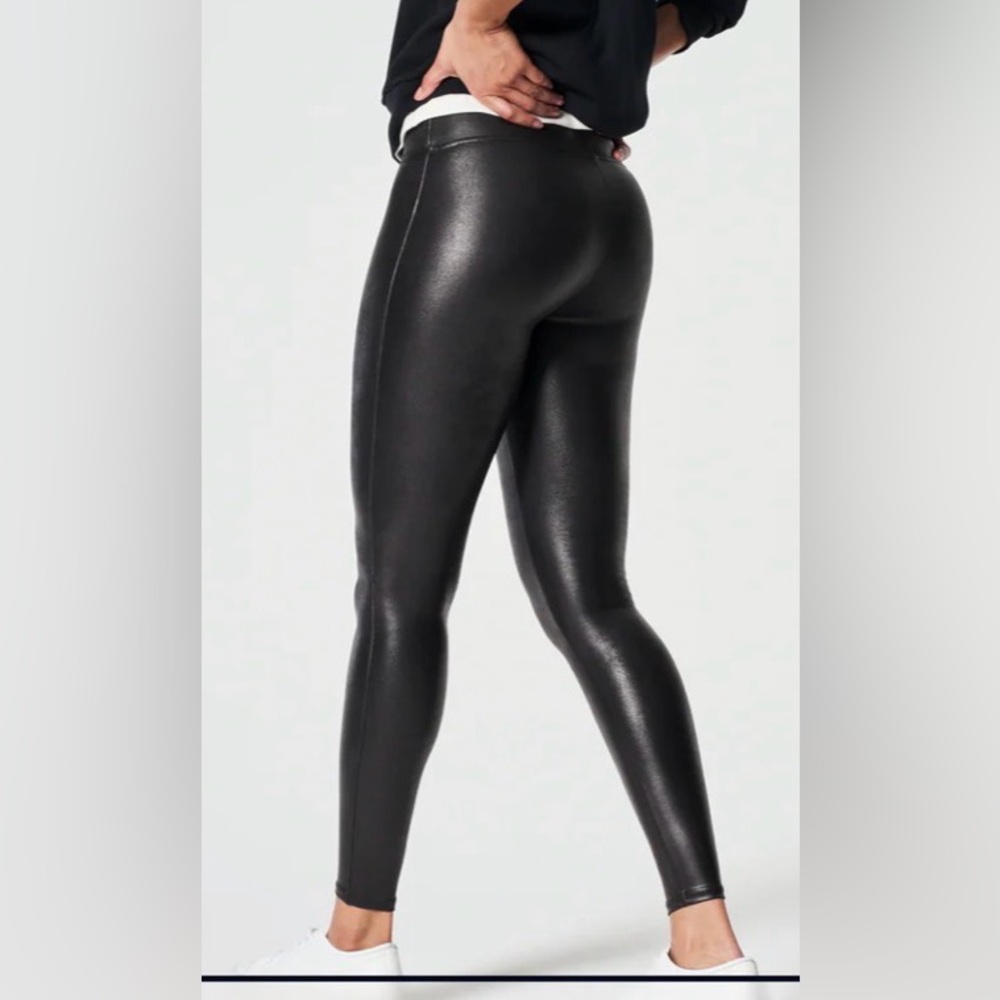 Spanx Ready to Wow Black Faux Leather Leggings Size Small - Picture 3 of 9